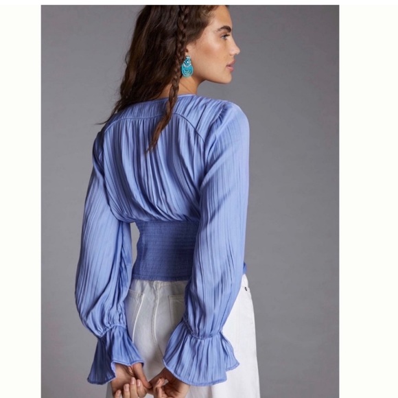 NWT Anthropologie Silky Smoked Sensual Plunge Blouse size S - Picture 3 of 7